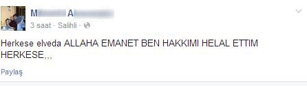 Facebook'tan veda edip canına kıydı
